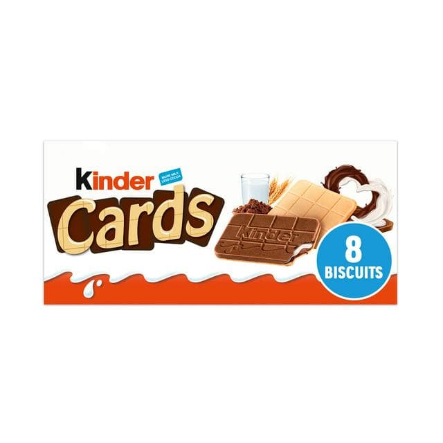 Kinder Cards Chocolate & Milk Wafer Biscuit Multipack 8x12.8g - gallery image 1