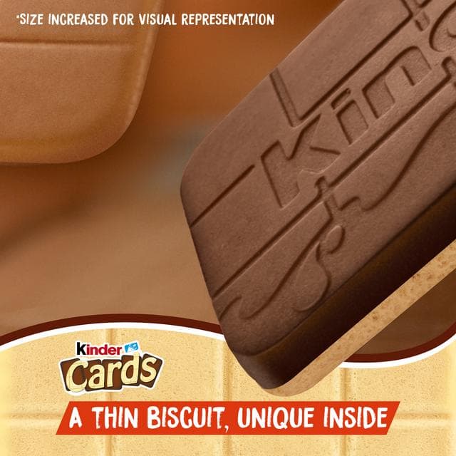 Kinder Cards Chocolate & Milk Wafer Biscuit Multipack 8x12.8g - gallery image 3