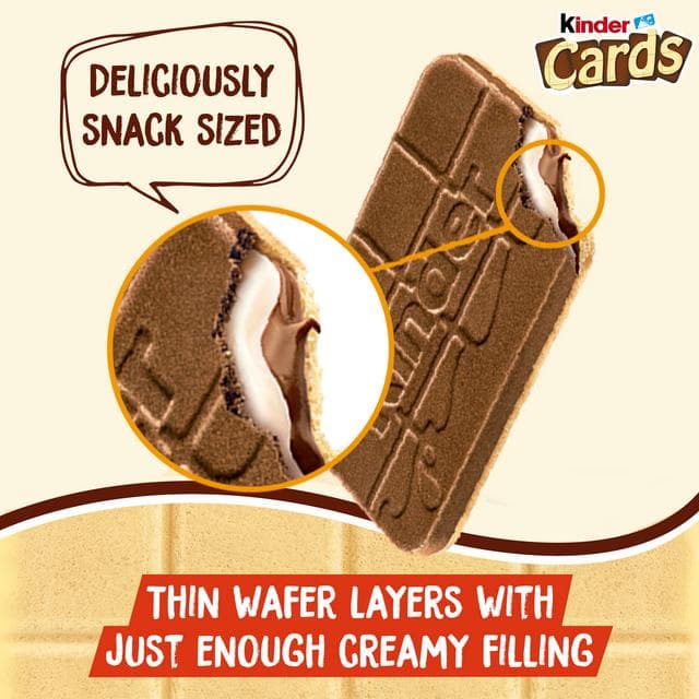 Kinder Cards Chocolate & Milk Wafer Biscuit Multipack 8x12.8g - gallery image 5