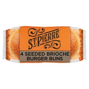 St. Pierre Seeded Brioche Burger Buns Pre-Sliced Rolls x4