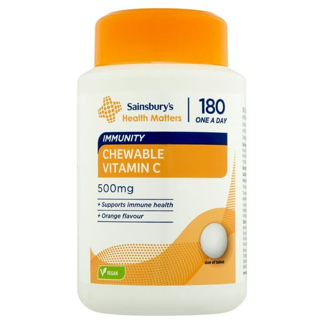 Sainsbury's Health Matters Immunity Chewable Vitamin C One a Day Tablet x180 500mg - gallery image 1