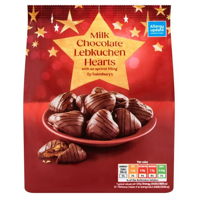 Sainsbury's 250g Milk Chocolate Lebkuchen Hearts - gallery image 1