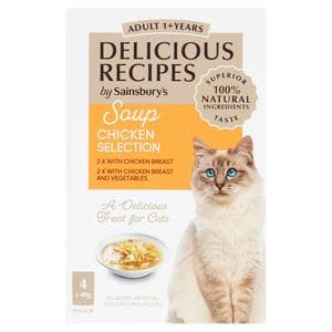 Sainsbury's Delicious Recipes Soup Chicken Selection 1+ Years Adult Cat Food 4 x 40g