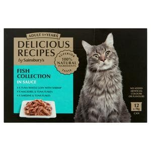 Sainsbury's Delicious Recipes Fish Collection in Sauce 1+ Years Adult Cat Food 12 x 70g