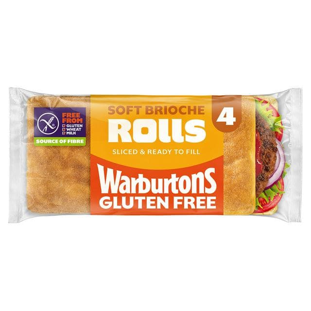 Warburtons Gluten Free Soft Sliced Brioche Rolls x4 - gallery image 1