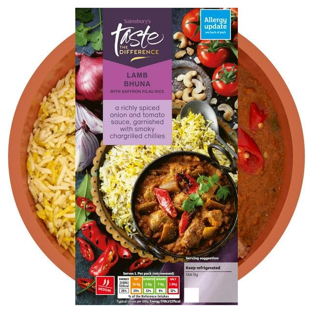 Sainsbury's Lamb Bhuna & Saffron Pilau Rice, Taste the Difference Ready Meal for 1 400g - gallery image 1