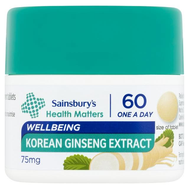 Sainsbury's Healthcare Korean Ginseng Extract Tablets x60 75mg - gallery image 1