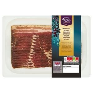 Sainsbury's Festive Spiced Dry Cured Smoked Streaky Bacon Rashers, Taste the Difference x14 220g