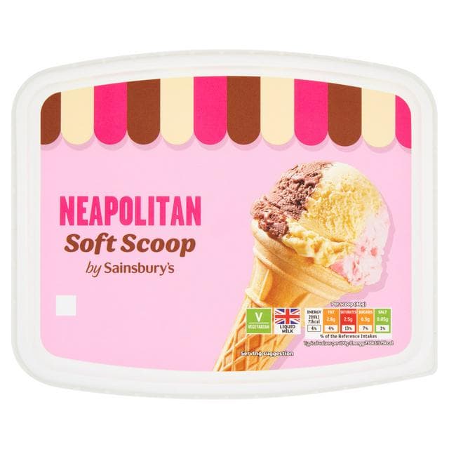 Sainsbury's Neapolitan Soft Scoop 2L - gallery image 1