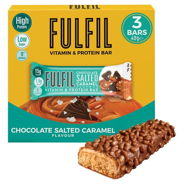 FULFIL Chocolate Salted Caramel Flavour Vitamin & Protein Bar 3x40g - gallery image 1