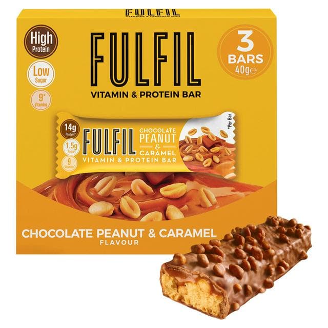 FULFIL Chocolate Peanut & Caramel Flavour Vitamin & Protein Bar 3x40g - gallery image 1