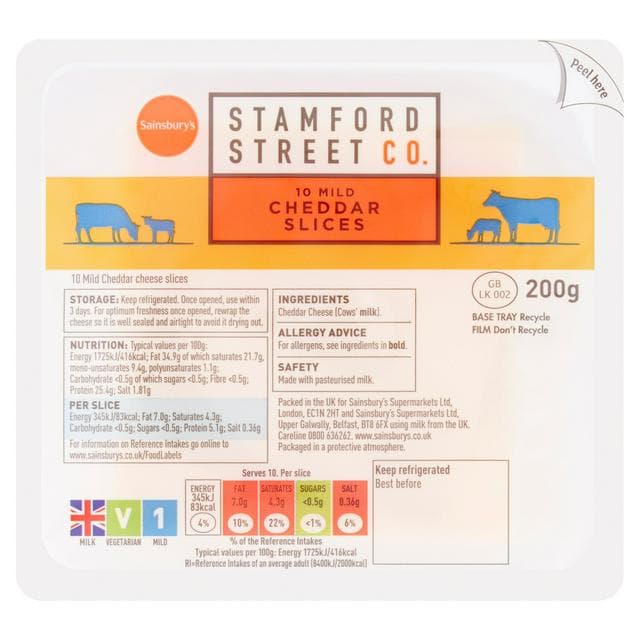 Stamford Street Co. Mild Cheddar Slices x10 200g - gallery image 1
