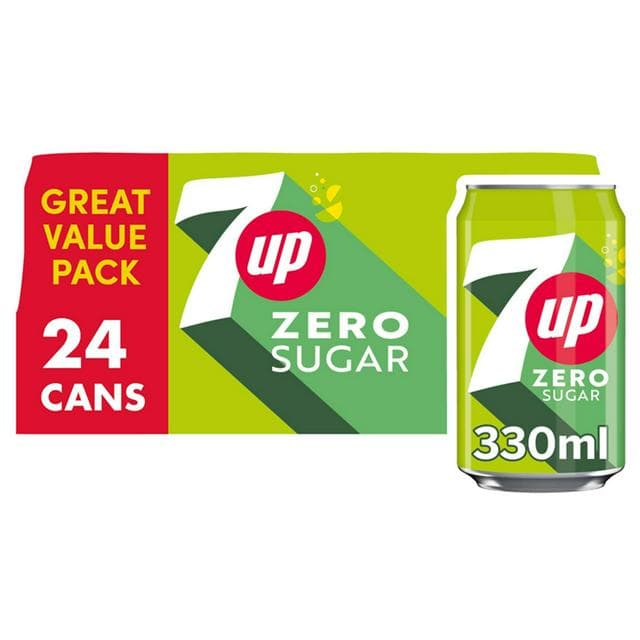 7UP Zero Sugar Free Lemon & Lime Cans 24x330ml - gallery image 1