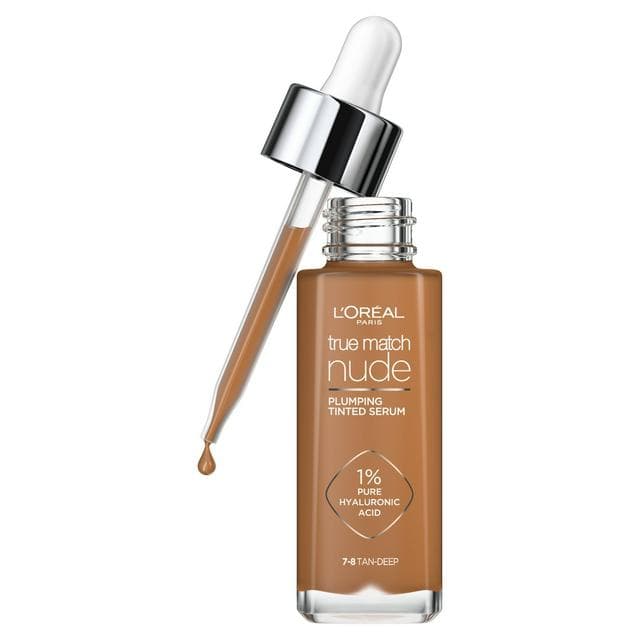 L'Oreal Paris True Match Nude Plumping Tinted Serum, 1% Hyaluronic Acid, Shade 7-8 Tan-Deep - gallery image 1