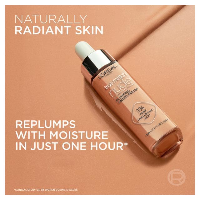 L'Oreal Paris True Match Nude Plumping Tinted Serum, 1% Hyaluronic Acid, Shade 5-6 Medium Tan - gallery image 3