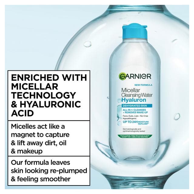 Garnier Micellar Hyaluronic Aloe Water Facial Cleanser Makeup Remover For Dehydrated Skin 400ml - gallery image 4
