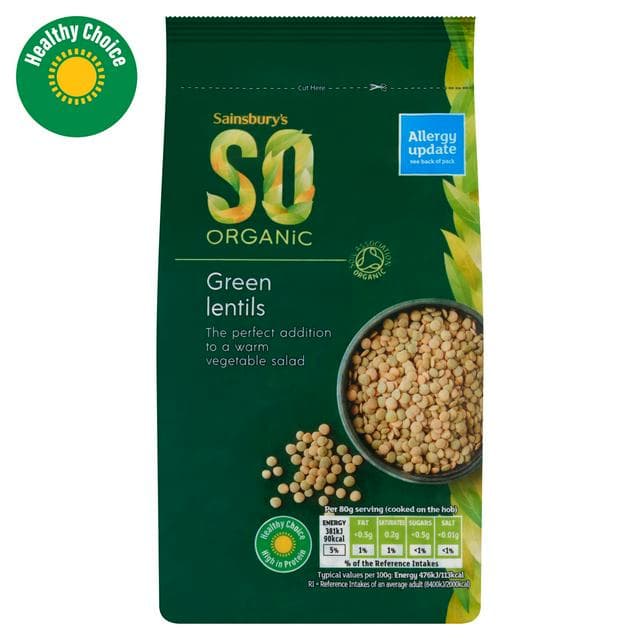 Sainsbury's Green Lentils, SO Organic 500g - gallery image 1