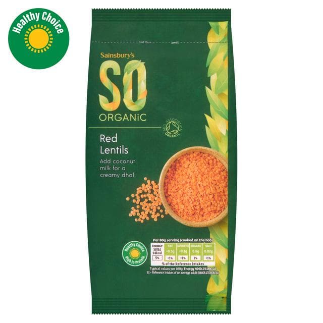 Sainsbury's Red Lentils, SO Organic 500g - gallery image 1