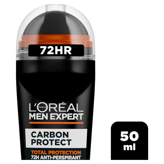 L'Oreal Men Expert 50ml Deodorant Carbon Protect Roll On 48H Anti-Perspirant Charcoal - gallery image 1