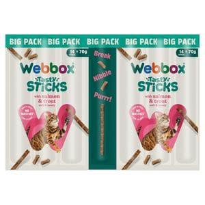 Webbox Tasty Sticks Mega Pack Salmon & Trout Cat Treats x14 70g