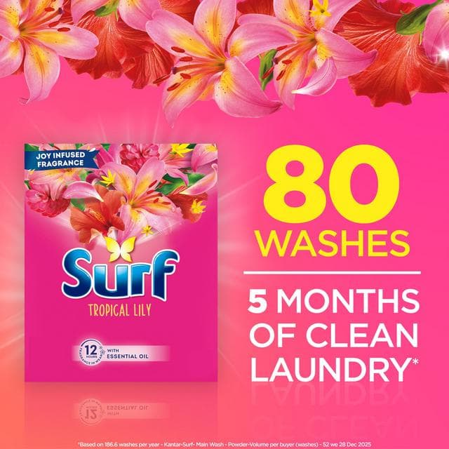 Surf Tropical Lily Washing Laundry Detergent Powder 75 Washes 3.75 kg - gallery image 6