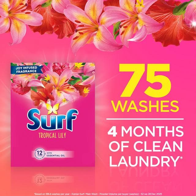 Surf Tropical Lily Washing Laundry Detergent Powder 75 Washes 3.75 kg - gallery image 6