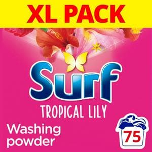 Surf Tropical Lily Washing Laundry Detergent Powder 75 Washes 3.75 kg