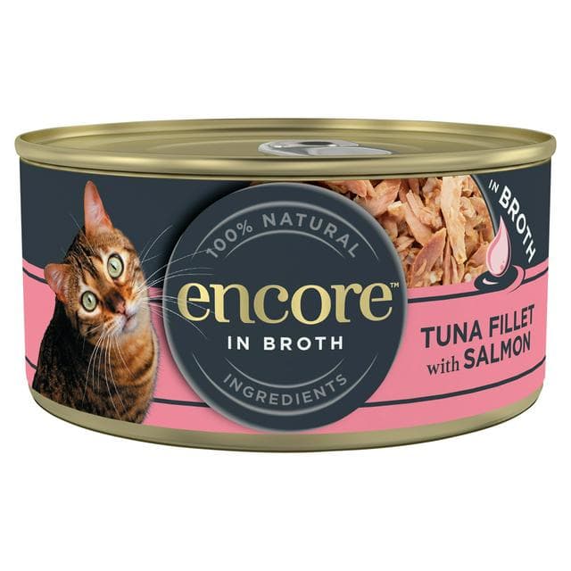 Encore Tuna Fillet with Salmon in Broth Tin Natural Wet Cat Food 70g - gallery image 1