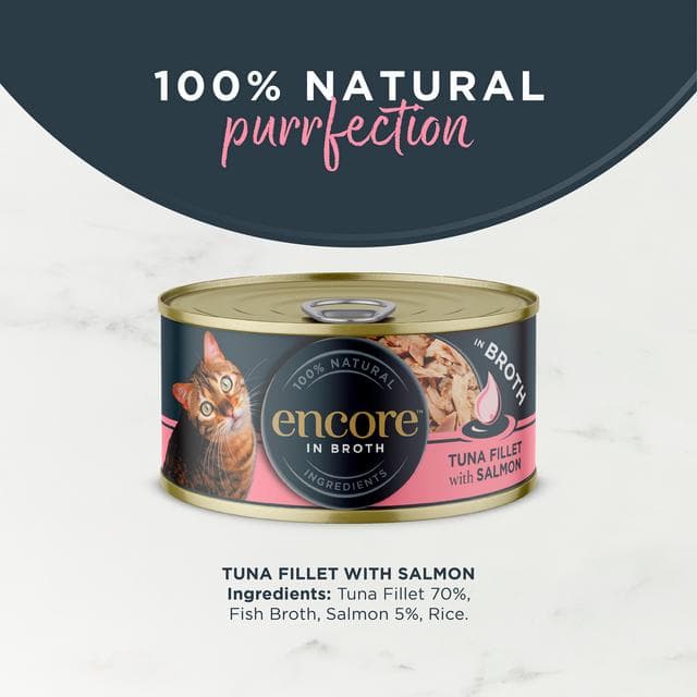 Encore Tuna Fillet with Salmon in Broth Tin Natural Wet Cat Food 70g - gallery image 3