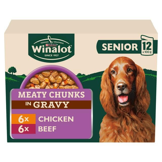 Winalot Meaty Chunks Senior Mixed in Gravy Wet Dog Food 12x100g - gallery image 1
