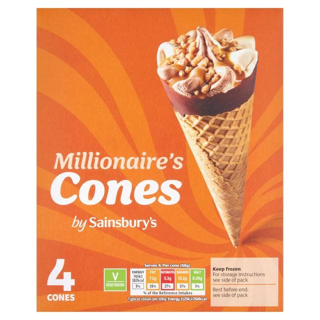 Sainsbury's Millionaire's Cones 4x110ml - gallery image 1
