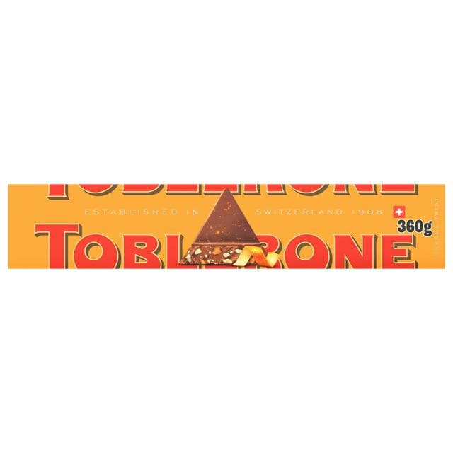Toblerone Orange Twist with Honey & Almond Nougat Chocolate Bar 360g - gallery image 1