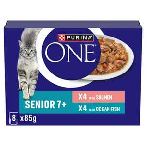 Purina One Senior 7+ Mini Fillets Salmon & Ocean Fish Wet Cat Food 8 x 85g