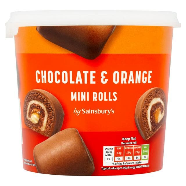 Sainsbury's 265g Chocolate Orange Mini Roll Bites Tub - gallery image 1