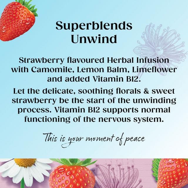 Twinings Superblends Time to Unwind Strawberry & Camomile with Limeflower Tea Bags x20 36g - gallery image 4