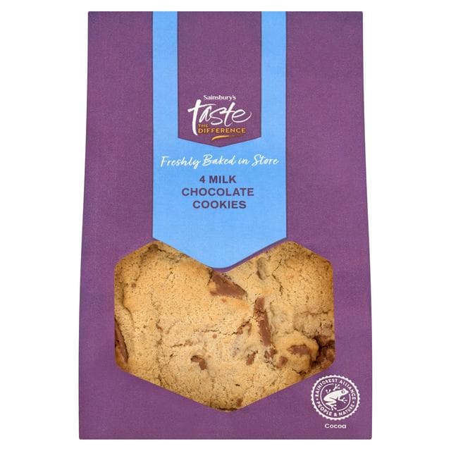 Sainsbury's Belgian Milk Chocolate Cookies, Taste the Difference x4 - gallery image 1