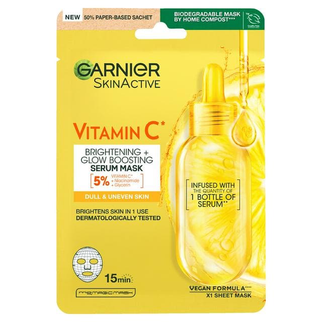 Garnier Brightening & Super Hydrating Vitamin C Sheet Mask 28g - gallery image 1