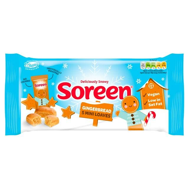 Soreen 5 x 30g Gingerbread Festive Snack Bars Mini Loaves, Limited Edition - gallery image 1