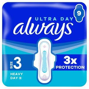 Always Ultra Sanitary Towels Day & Night Size 3 Wings Pads x9