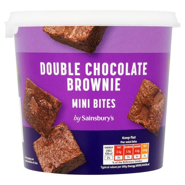 Sainsbury's 240g Double Chocolate Brownie Mini Bites Tub - gallery image 1