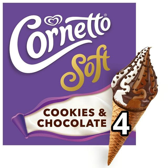 Cornetto Soft Cookie & Chocolate Ice Cream Cones 4x140ml - gallery image 1