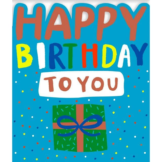 Sainsbury's Happy Birthday Card Green Present Die-Cut Juvenile Greeting Card - gallery image 1