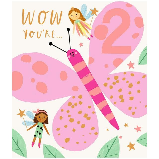 Sainsbury's Butterfly and Fairies Age 2 Birthday Greeting Card Design - gallery image 1