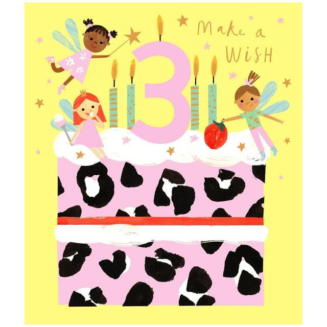 Sainsbury's Cake and Fairies Age 3 Birthday Greeting Card Design - gallery image 1