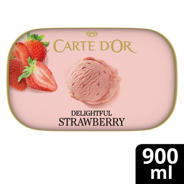 Carte D'or 900ml Delightful Strawberry Ice Cream Tub - gallery image 1