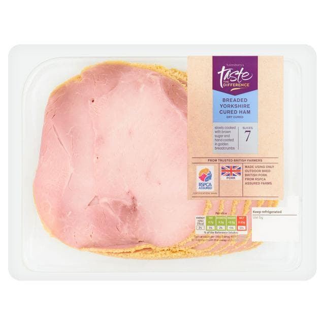 Sainsbury's Breaded British Yorkshire Cured Ham Slices, Taste the Difference x7 225g - gallery image 1