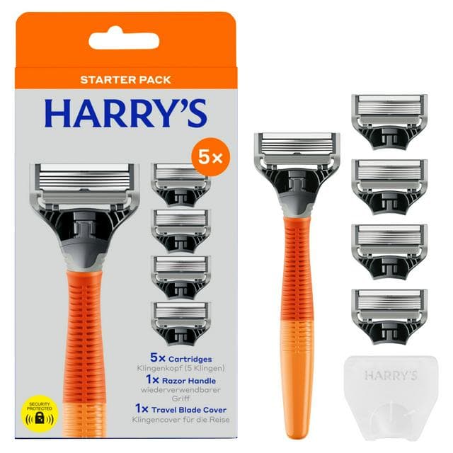 Harry's 5 x Blade Refills Bright Orange 5 Blade Men's Razor Starter Pack - gallery image 1