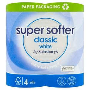 Sainsbury's Super Softer Classic Toilet Tissue Rolls x4