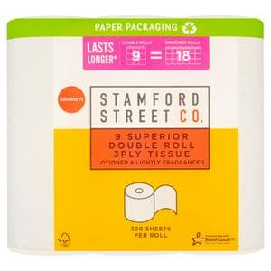 Stamford Street Co. Superior Toilet Tissue Double Rolls 9 Equals 18 Rolls