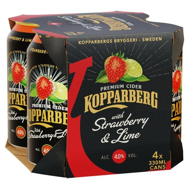 Kopparberg Premium Cider with Strawberry & Lime Can4x330ml - gallery image 1